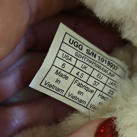 UGG Kasen tall Tan Suede Boots with White Fur Trim size 6 - Picture 8 of 11